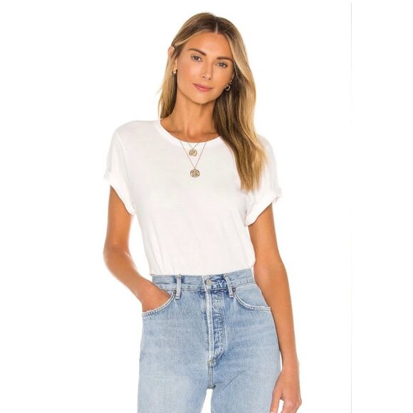 Agolde Women's Mariam Tee in Tissue Size Medium Everyday Shirt Comfy Cotton - Picture 1 of 10